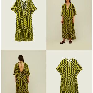 OAS Zigzag Midi Dress in Yellow and Black